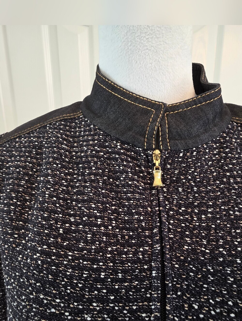 St John Sport Vintage Wool Blend Zip Cardigan Shell Set Black Flecked Size P/S - Picture 6 of 15